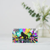 DJ Retro Colorful Tropical Template Business Card (Standing Front)