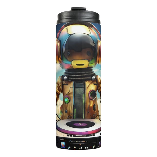 DJ Robot Mug - Futuristic Mixing Console Design (Front)