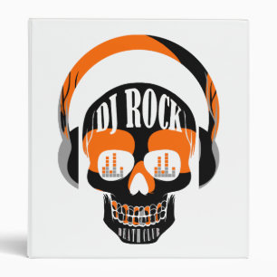 DJ rock skull death club music 3 Ring Binder