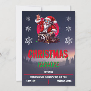 DJ Santa Christmas Karaoke Invitation