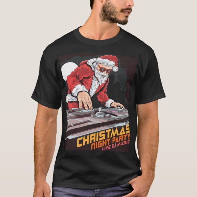 DJ Santa Claus Christmas T-Shirt (Front)