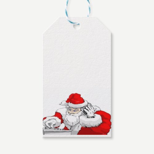 DJ Santa Claus Mixing The Christmas Party Track Gift Tags