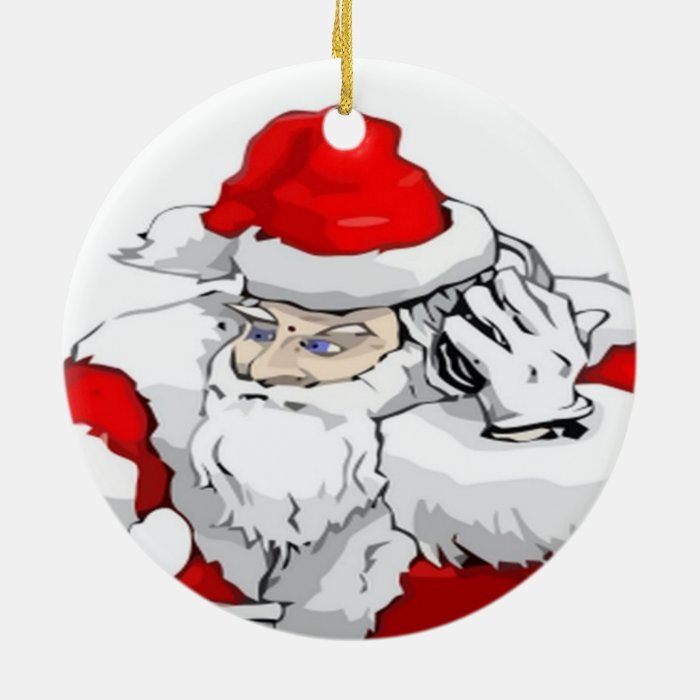 DJ Santa Claus Mixing The Christmas Party Track Christmas Tree Ornament