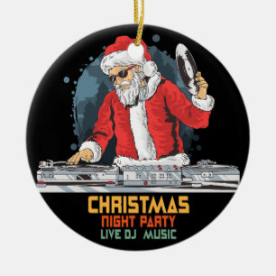dj santa party club ceramic ornament