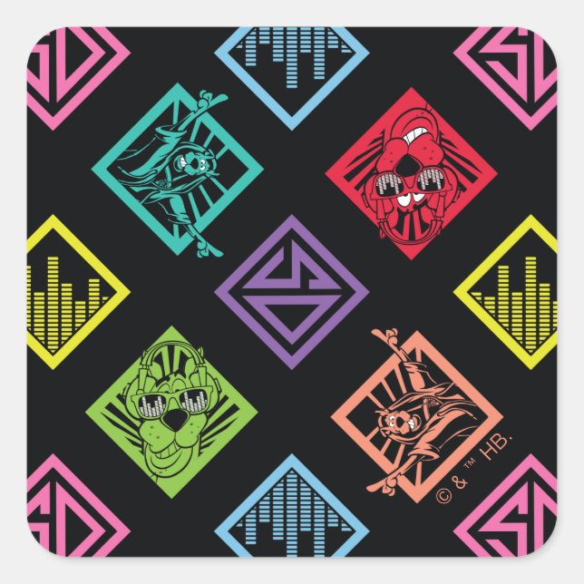 DJ Scooby-Doo Pattern Square Sticker (Front)