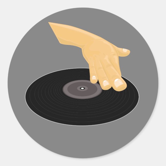 DJ Scratch Classic Round Sticker (Front)