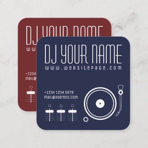 DJ set musical template cover Square Business Card