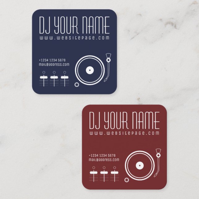 DJ set musical template cover Square Business Card (Front/Back)