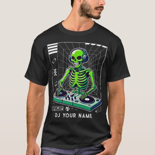 DJ Skeleton at Turntable Club Music Custom DJs T_Shirt
