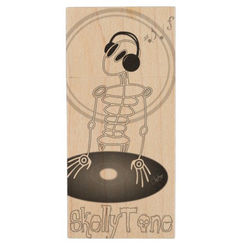 DJ Skeleton Wood USB Flash Drive