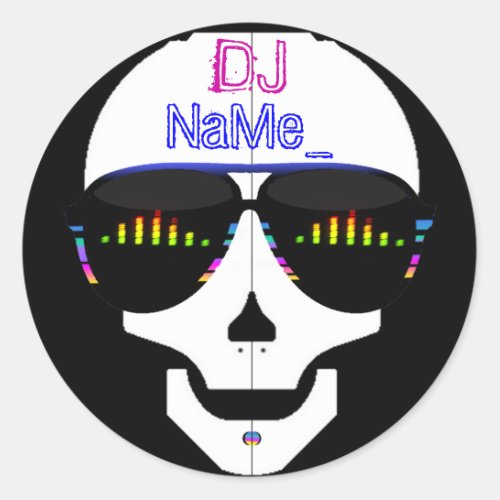 Dj Skull _ Add Your Name Classic Round Sticker