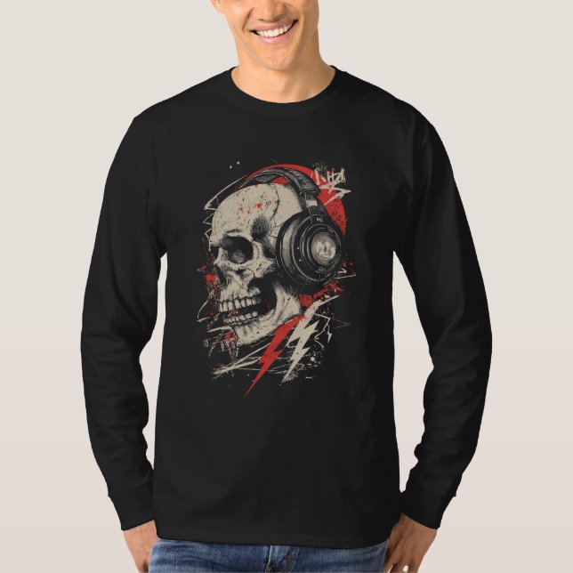 DJ Skull Headphones Lightning Music Electronic Got T-Shirt (Front)