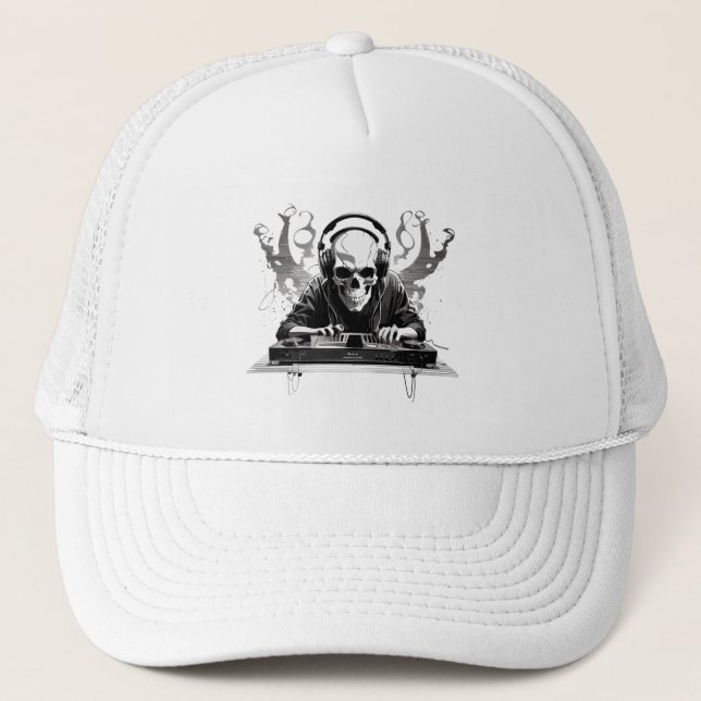 DJ Skull Music Trucker Hat (Front)