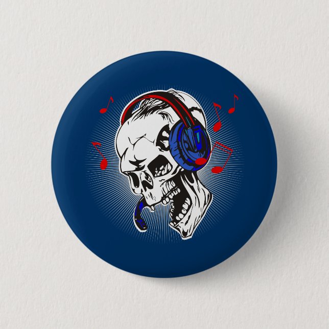 DJ Skull Pinback Button (Front)