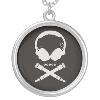 DJ Skull Silver Plated Necklace