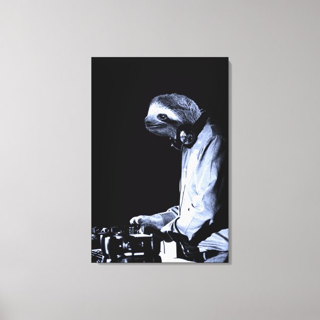 DJ Sloth Canvas Print (Front)