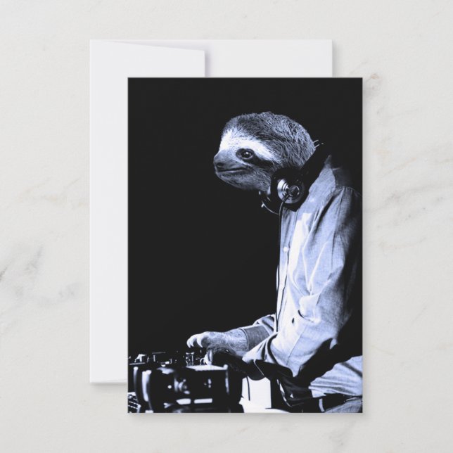 DJ Sloth T-Shirt Thank You Card (Front)