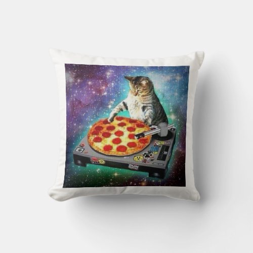 DJ Space Cat throw pillow