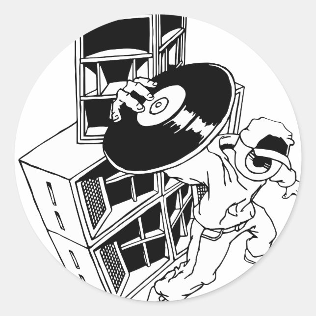 DJ & Speakers Classic Round Sticker (Front)