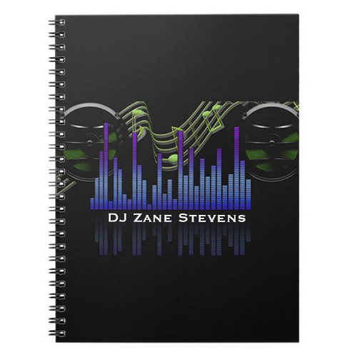 DJ Speakers Music Staff Notes Sound Bar Notebook