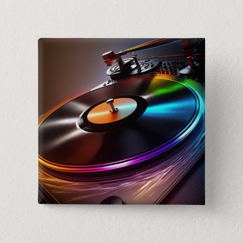 DJ Spinning Turntable  Button