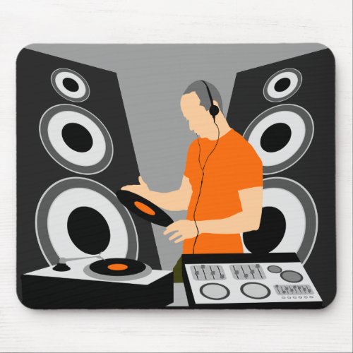 DJ Spinning Vinyl At Decks Mouse Pad