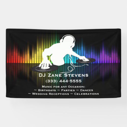 DJ Spinning Vinyl Banner