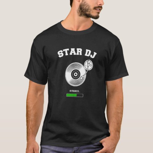 Dj Star Deejay Vinyl Turntable Headphones Party Di T_Shirt