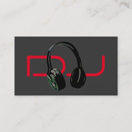 DJ Stylish Red Grey Background Headphone Business Card