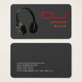 DJ Stylish Red Orange Grey Headphone Profile Card (Front & Back)