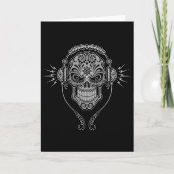Dj Sugar Skull – Black Card by JeffBartels at Zazzle