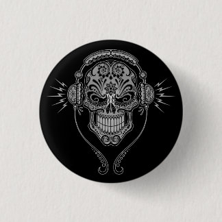 DJ Sugar Skull – Black Pinback Button