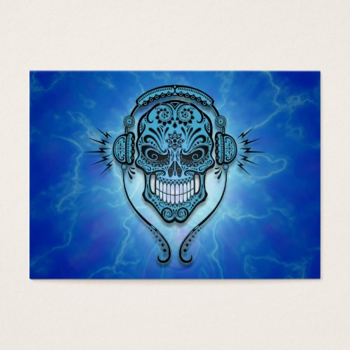 DJ Sugar Skull, blue lightning Business Cards