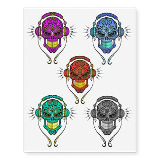 Dj Sugar Skull Collection Temporary Tattoos
