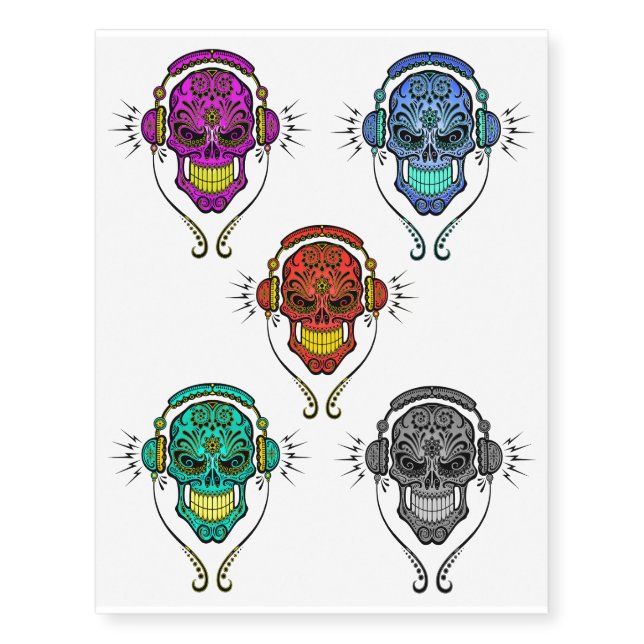 Dj Sugar Skull Collection Temporary Tattoos (Front)