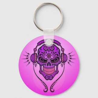 DJ Sugar Skull – Purple Keychain