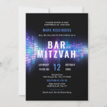 DJ Techno Dance Party Bar Mitzvah Invitation<br><div class="desc">This elegant and modern Bar Mitzvah invitation features a DJ theme or dance party theme with colorful sound wave lights on a dark background. This design is upbeat and eye-catching. This card appeals to all ages and is perfect to invite guests to celebrate with your family a Bar Mitzvah celebration...</div>