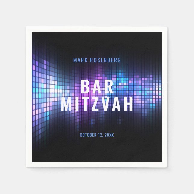 DJ Techno Dance Party Bar Mitzvah Napkins (Front)