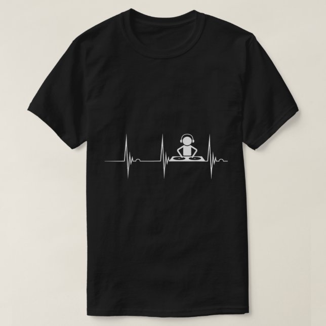 DJ Techno Turntable DJ Heartbeat EKG Pulse Dance M T-Shirt (Design Front)