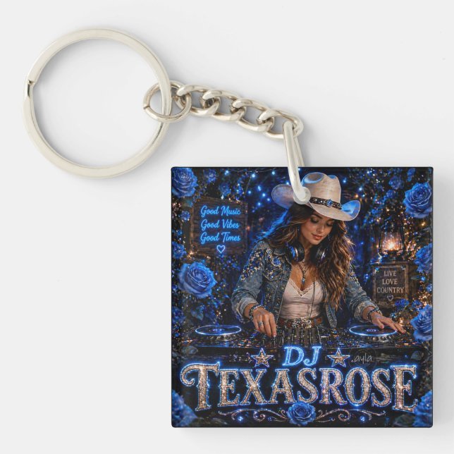 DJ TEXASROSE DOUBLE SIDED KEYCHAIN (Front)