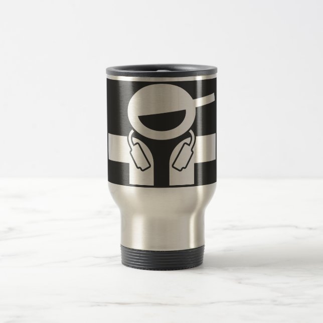 DJ Travel mug with disc jockey and headphones (Center)