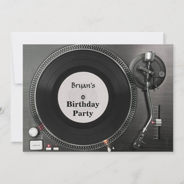 DJ turntable birthday Invitation (Front)