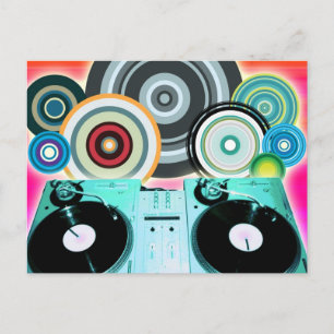 DJ Turntable Circles Postcard