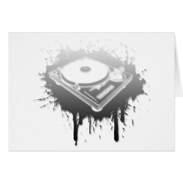 DJ Turntable Graffiti   Music Vinyl Disc Jockey Greeting Cards