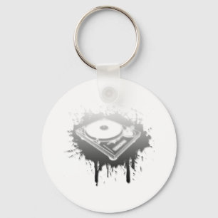 DJ Turntable Graffiti - Music Vinyl Disc Jockey Keychain