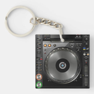 DJ turntable mix desk keychain