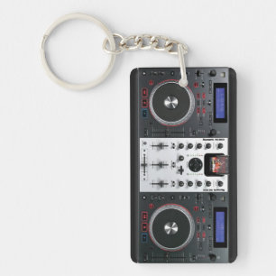 DJ turntable mix desk keychain