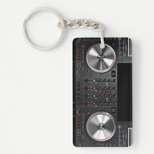 DJ turntable mix desk keychain