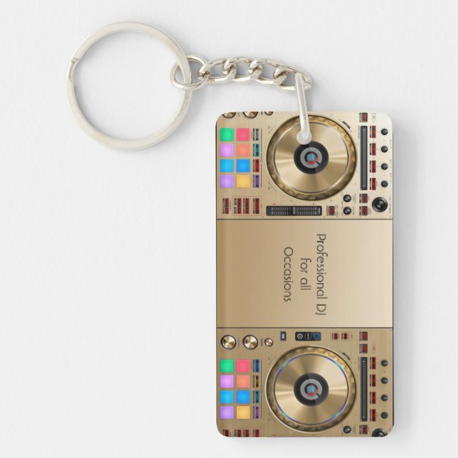 DJ turntable mix desk keychain (Front)