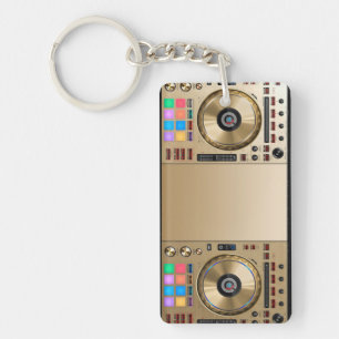 DJ turntable mix desk keychain